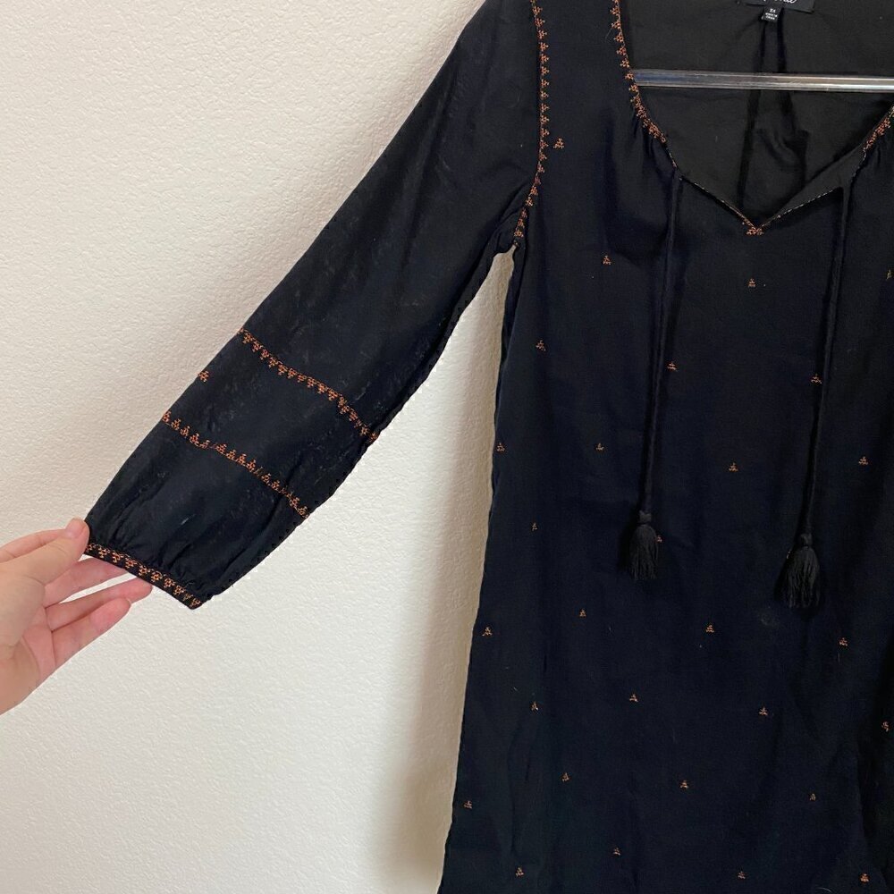 Madewell Embroidered Signal Boho Shift Dress F9478 3/4-Sleeve Tassel - Picture 3 of 8